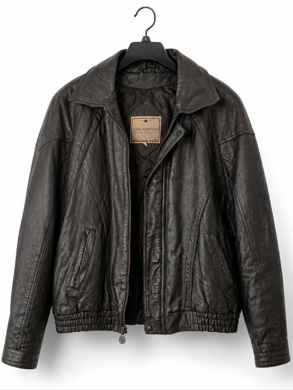 John Ashford Dark Brown Leather Bomber Jacket